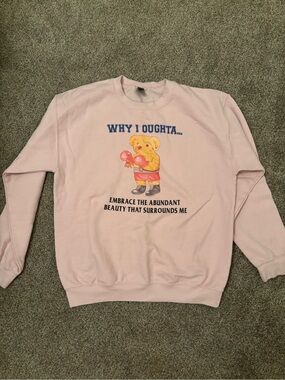 Gildan Pink Bear Graphic Crewneck Sweatshirt